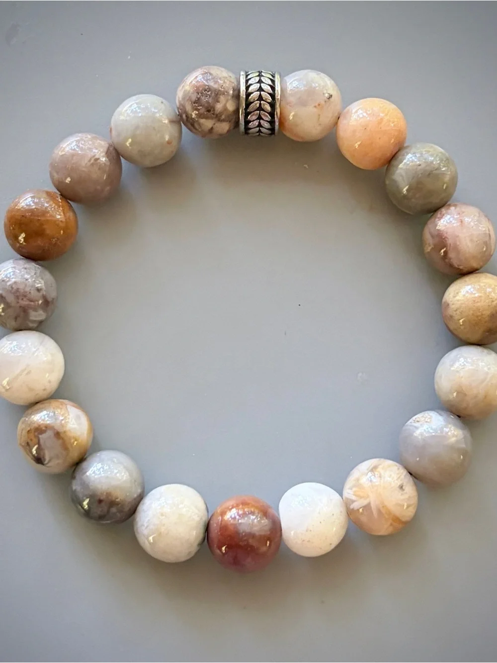 Natural Picture Jasper Handcrafted Bead Bracelet